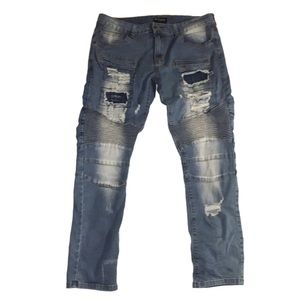 CJ Black Premium Moto Biker Skinny Flex Jeans
